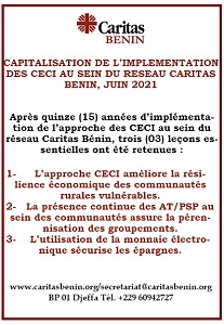 CAPITALISATION DE L’IMPLEMENTATION DE L'APPROCHE CECI AU SEIN DU RESEAU CARITAS BENIN